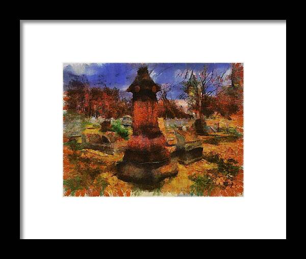 Cemetery Framed Print featuring the mixed media Cemetery Afternoon II by Christopher Reed