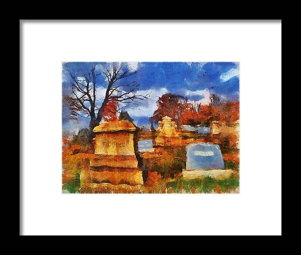 Cemetery Framed Print featuring the mixed media Cemetery Afternoon III by Christopher Reed