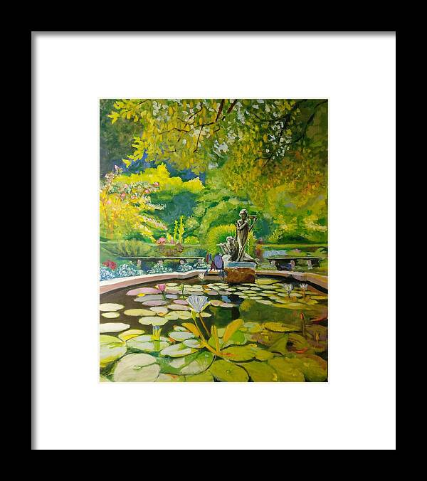Garden Framed Print featuring the painting Central-Park-Conservatory-Garden by Nicolas Bouteneff