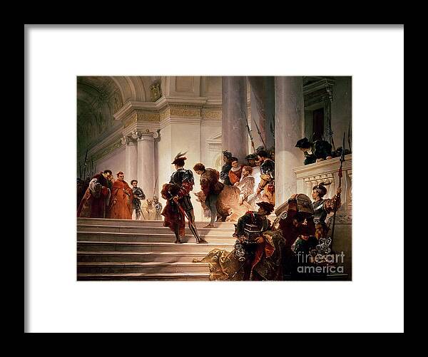 Oil Painting Framed Print featuring the drawing Cesare Borgia Leaving The Vatican by Heritage Images
