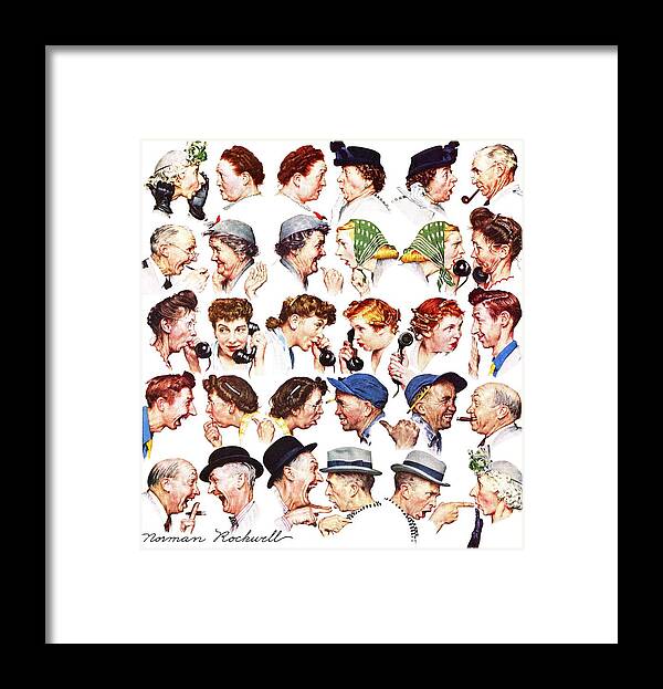 Gossiping Framed Print featuring the painting Chain Of Gossip by Norman Rockwell