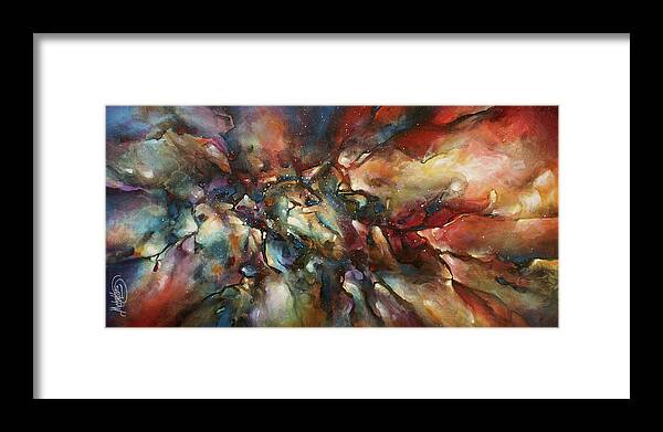 Abstract Framed Print featuring the painting  Chain Reaction by Michael Lang