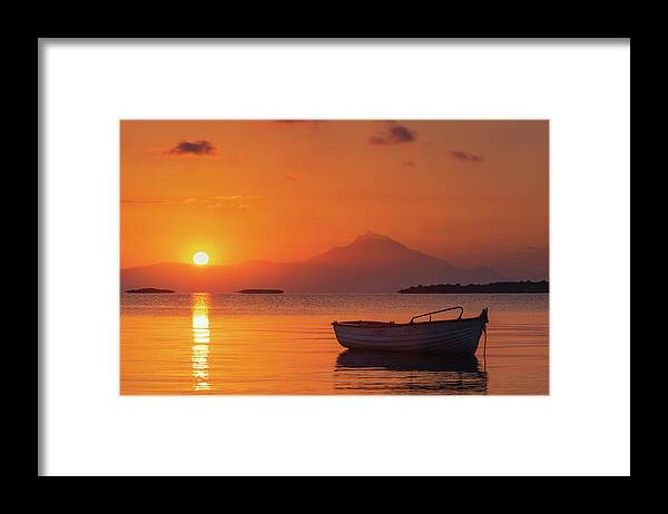 Aegean Sea Framed Print featuring the photograph Chalkidiki Sunrise by Evgeni Dinev
