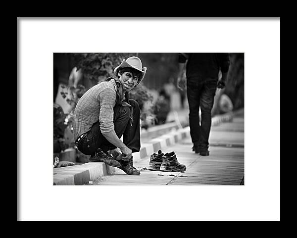 Street Framed Print featuring the photograph Changing Shoes by Ali Morshedlou