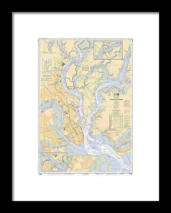 Noaa Framed Print featuring the digital art Charleston Harbor, NOAA Chart 11524 by Nautical Chartworks