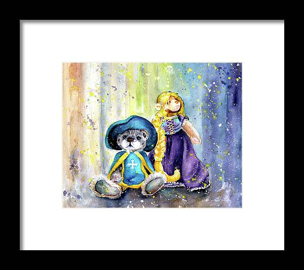 Teddy Framed Print featuring the painting Charlie Bears Faux Pas And Princess by Miki De Goodaboom