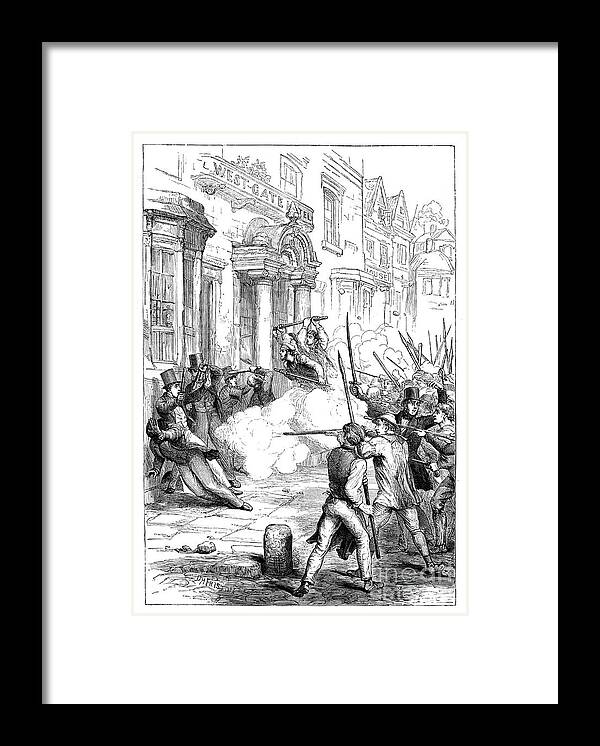 Miner Framed Print featuring the drawing Chartist Riots At Newport by Print Collector