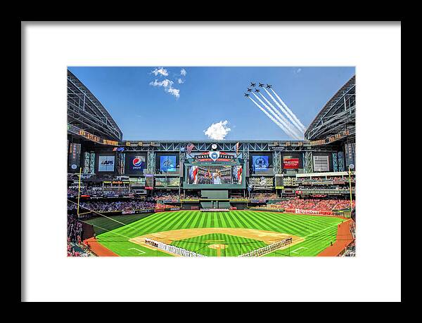 Chase Field Framed Print featuring the painting Chase Field Arizona Diamondbacks Baseball Ballpark Stadium by Christopher Arndt
