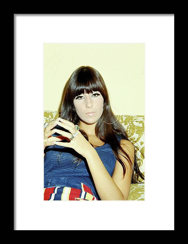 Event Framed Print featuring the photograph Cher Portrait Session At Home by Michael Ochs Archives