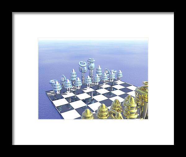 Chess Framed Print featuring the digital art Chess Set by Bernie Sirelson