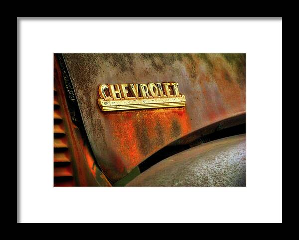 Corrosion Framed Print featuring the photograph Chevy hood by Micah Offman
