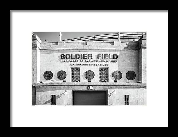 Chicago Bears Soldier Field Sign Black and White Photo by Paul Velgos