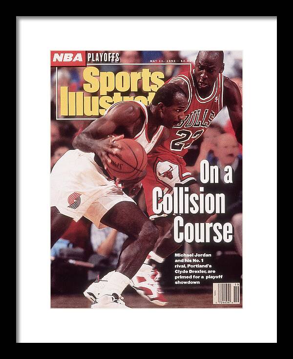 Nba Pro Basketball Framed Print featuring the photograph Chicago Bulls Michael Jordan And Portland Trail Blazers Sports Illustrated Cover by Sports Illustrated