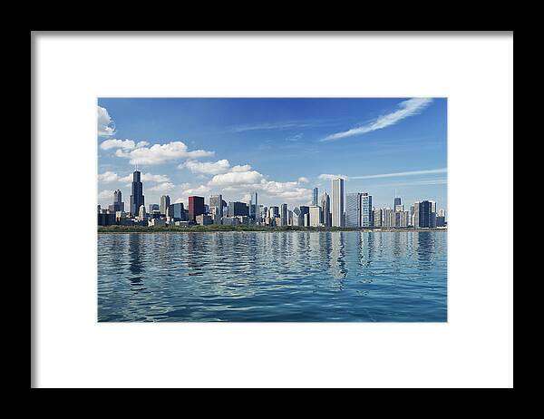 Lake Michigan Framed Print featuring the photograph Chicago City And Lake Michigan by Fstoplight