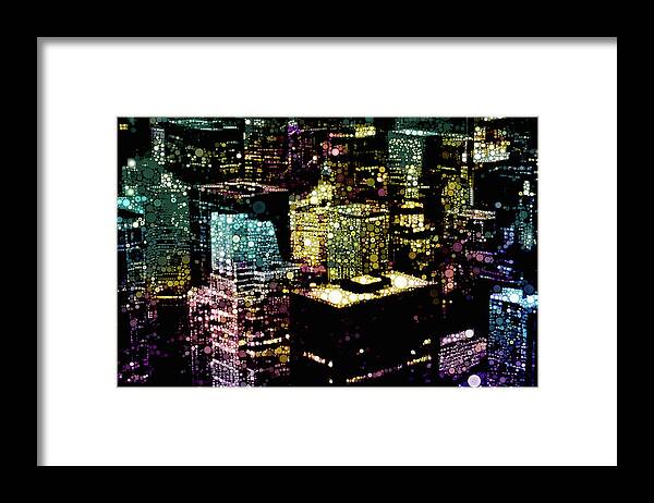 Chicago City Lights Framed Print featuring the mixed media Chicago City Lights by Susan Maxwell Schmidt