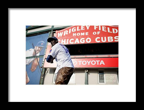 American League Baseball Framed Print featuring the photograph Chicago Cubs Fans Watch Wild Card Game by Jon Durr