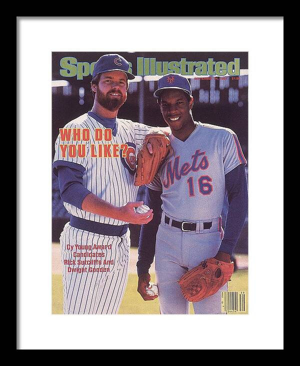 1980-1989 Framed Print featuring the photograph Chicago Cubs Rick Sutcliffe And New York Mets Dwight Gooden Sports Illustrated Cover by Sports Illustrated