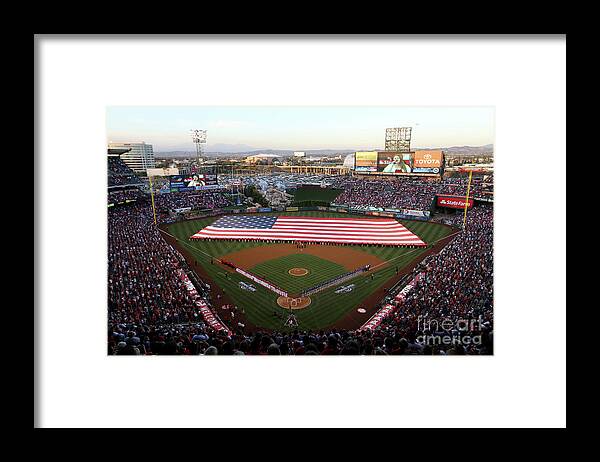 American League Baseball Framed Print featuring the photograph Chicago Cubs V Los Angeles Angels Of by Sean M. Haffey