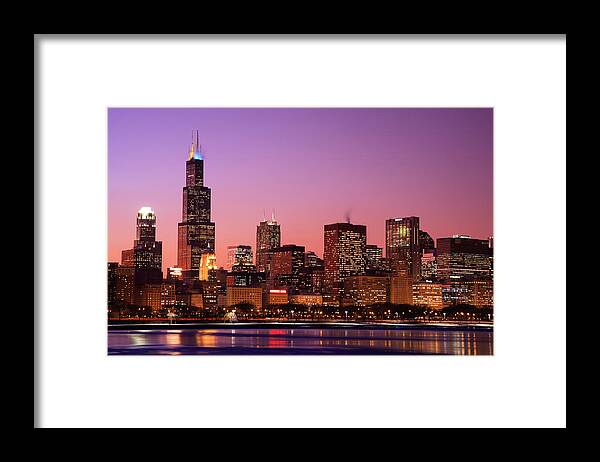 Lake Michigan Framed Print featuring the photograph Chicago Skyline, Illinois by Veni