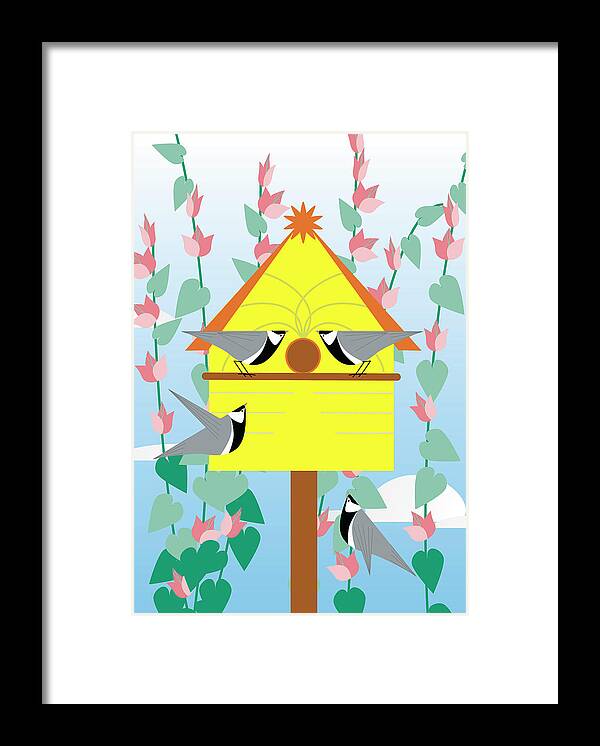 Birds Framed Print featuring the digital art Chickadees 2 by Marie Sansone