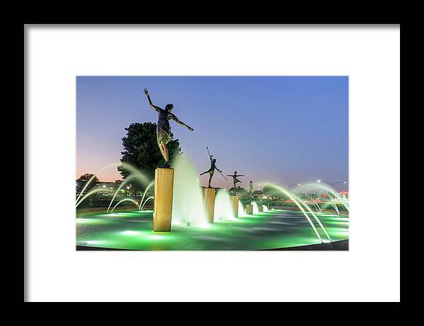 America Framed Print featuring the photograph Children's Fountain at Dawn - Kansas City Missouri by Gregory Ballos