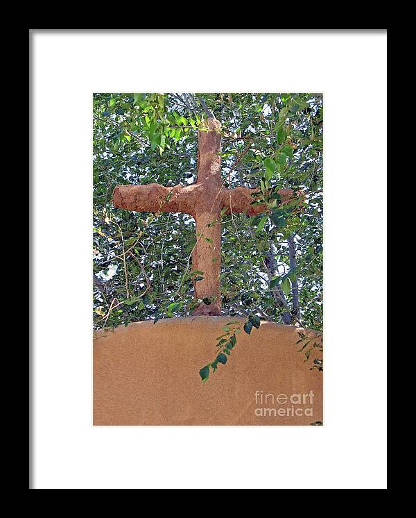 Usa Framed Print featuring the photograph Chimayo - Adobe Cross by Nieves Nitta