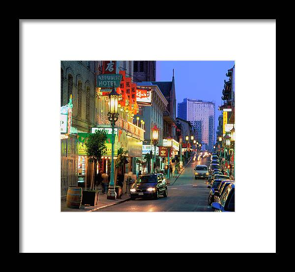 Estock Framed Print featuring the digital art China Town In San Francisco by Heeb Photos