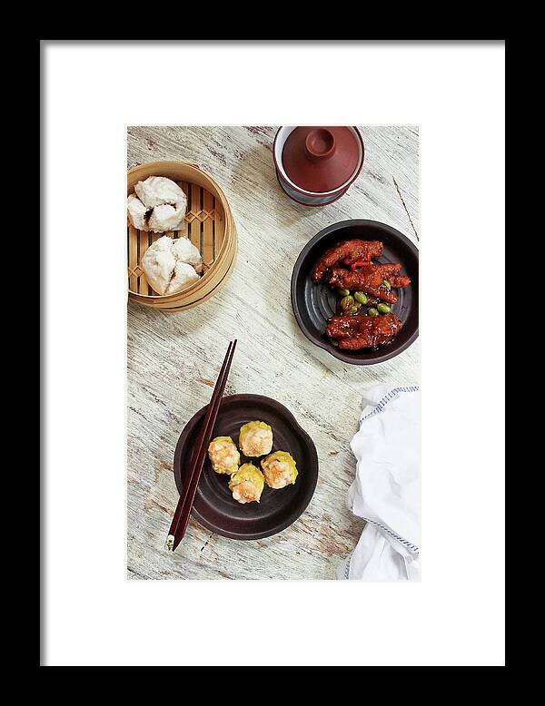 Dumpling Framed Print featuring the photograph Chinese Dim Sum Spread by Jen Voo Photography