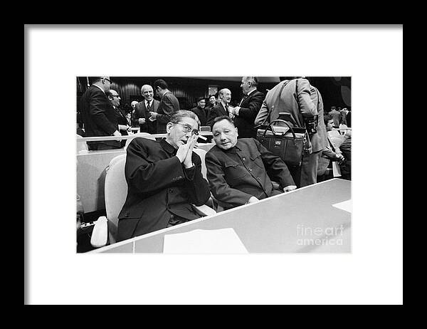 Event Framed Print featuring the photograph Chinese Leaders Seated At United Nations by Bettmann
