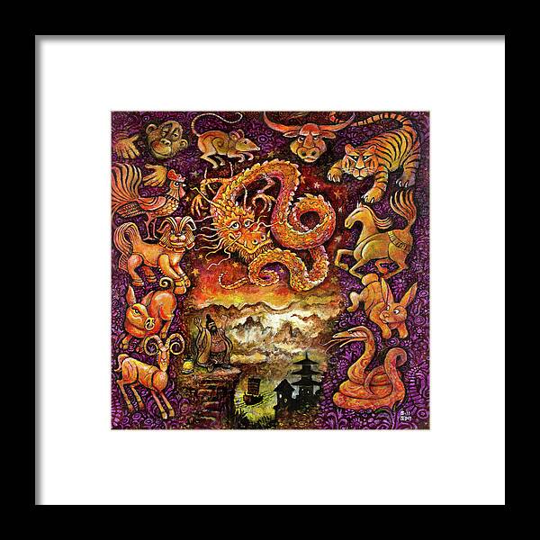 Chinese Zodiac Framed Print featuring the painting Chinese Zodiac by Bill Bell