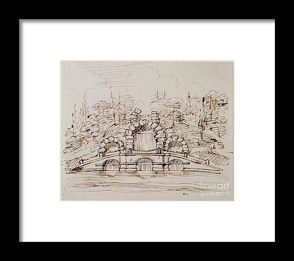 Germany Framed Print featuring the drawing Chiswick, Design For The Cascade As Built by William Kent