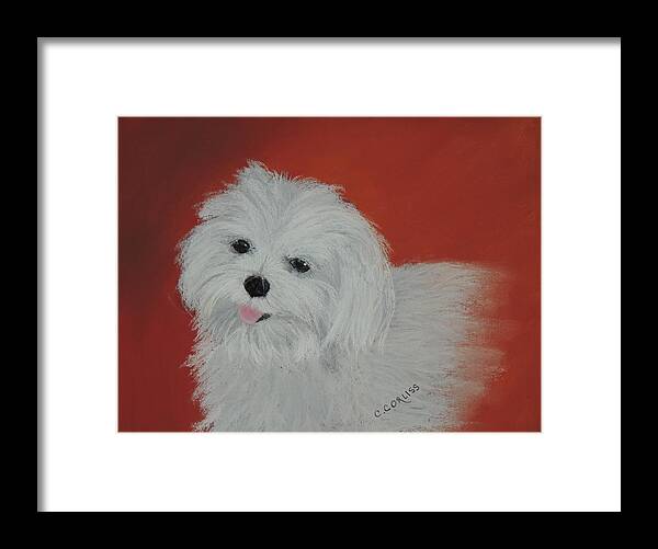 Dog Framed Print featuring the pastel Chloe's Angel by Carol Corliss