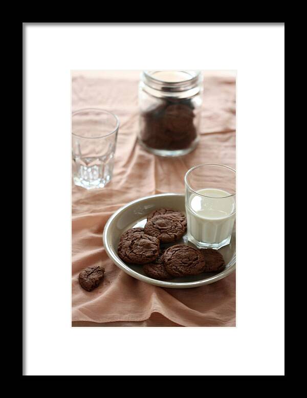 Milk Framed Print featuring the photograph Chocolate Cookies by By Tika Hapsari Nilmada
