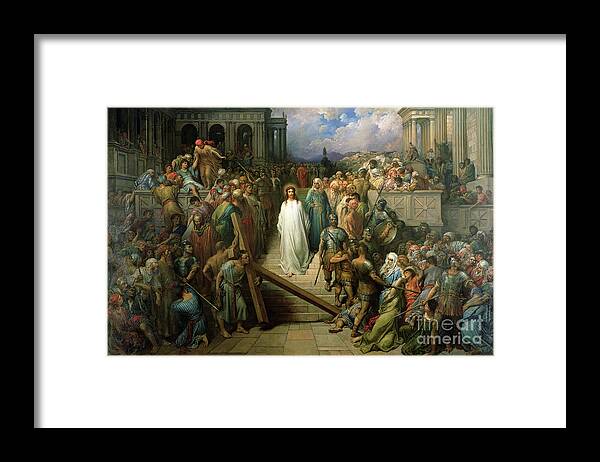 19th Century Framed Print featuring the painting Christ Leaves His Trial, 1874-80 by Gustave Dore