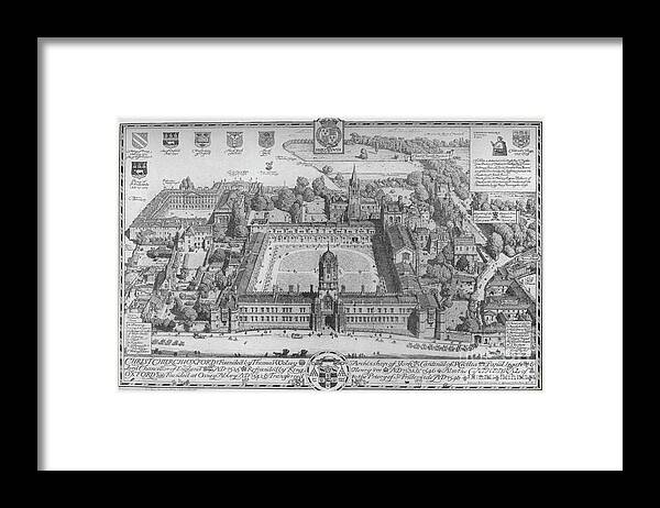 Engraving Framed Print featuring the drawing Christchurch Oxford 1916 by Print Collector