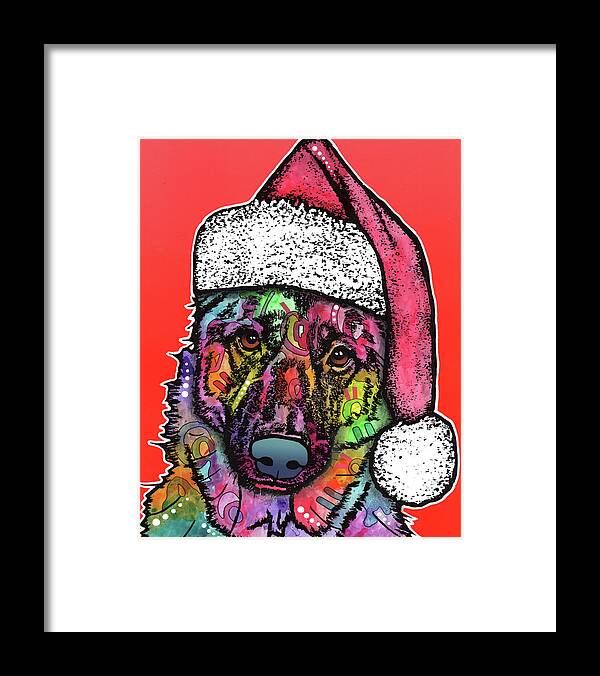 Christmas Dog Framed Print featuring the mixed media Christmas Dog by Dean Russo