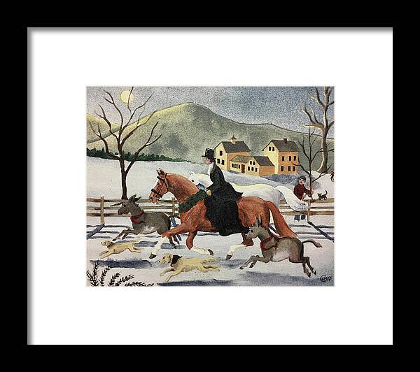 Horse Framed Print featuring the painting Christmas Herd by Lisa Curry Mair