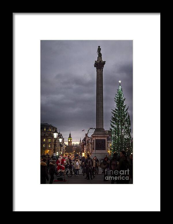 Father Christmas Framed Print featuring the photograph Christmas in Trafalgar Square, London by Perry Rodriguez