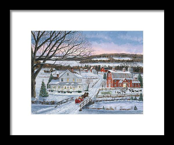 Christmas Sleigh Ride Framed Print featuring the painting Christmas Sleigh Ride by Bob Fair