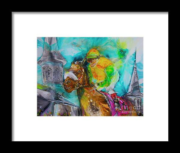 Churchill Downs Framed Print featuring the painting Churchill by Kasha Ritter