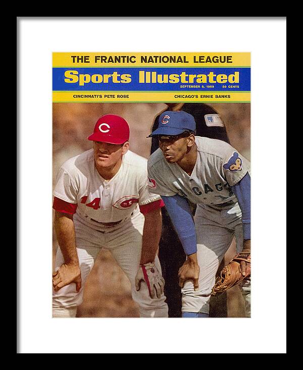 Cincinnati Reds Pete Rose And Chicago Cubs Ernie Banks Sports Illustrated  Cover Framed Print by Sports Illustrated - Sports Illustrated Covers