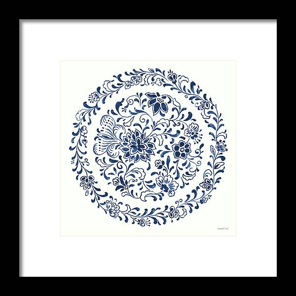 Blue Framed Print featuring the painting Circle Of Life IIi Indigo by Danhui Nai