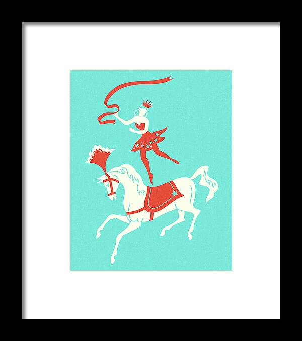 Acrobat Framed Print featuring the drawing Circus Lady Riding Horse by CSA Images