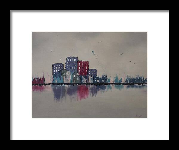 Stylized Impressionism Framed Print featuring the painting City Flight by Berlynn