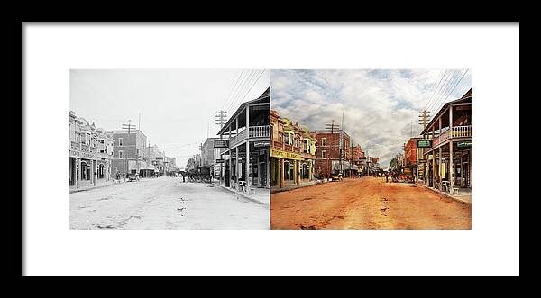 Miami Framed Print featuring the photograph City - Miami FL - Downtown Miami 1908 - Side by Side by Mike Savad