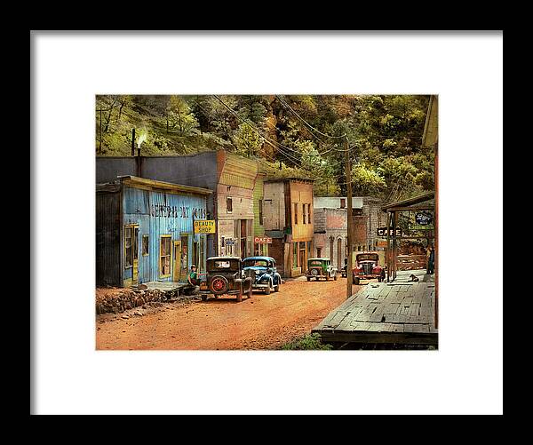 Mogollon Framed Print featuring the photograph City - Mogollon NM - Before the ghosts 1940 by Mike Savad