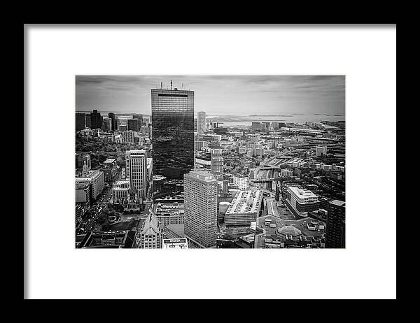 Boston Framed Print featuring the photograph City of Boston Reflected Black and White by Carol Japp