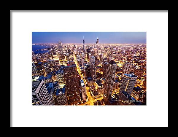 Usa Framed Print featuring the photograph City Of Chicago Aerial View by Andrey Bayda
