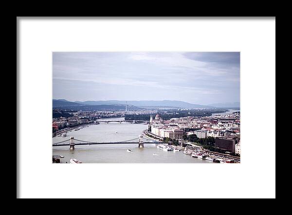 Suspension Bridge Framed Print featuring the photograph Cityscape Of Budapest by Iris Slootheer Photography