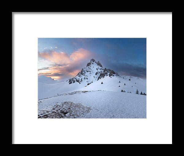Winter Framed Print featuring the photograph Ciucas Mountains During Sunset by Ori Feldman